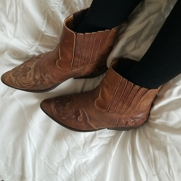 Leather Western Ankle Boots - Picture 7 of 8